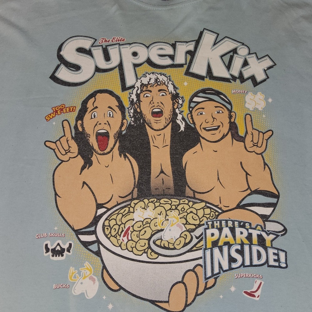 Vintage Style The Elite SuperKix Shirt AEW Pro Wrestling Graphic Tee Blue 2XL